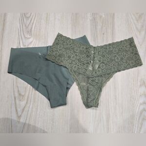 Aerie New Green Undies Lace Thong Seamless Cheeky Size XS